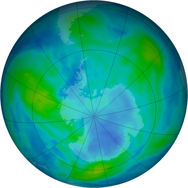 Antarctic ozone map for 03 April 1997